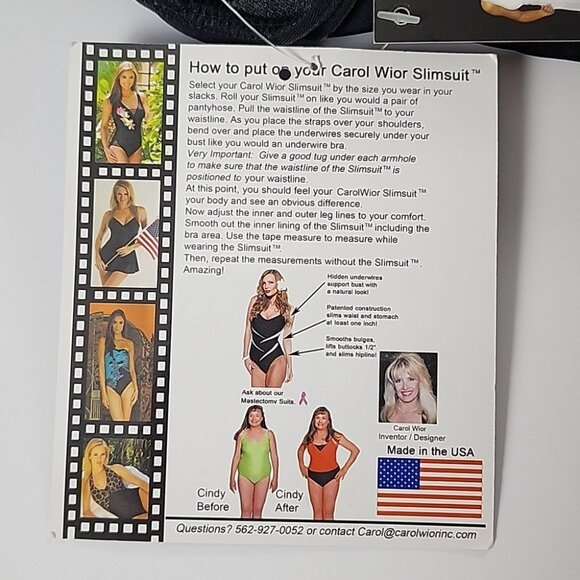 Carol Wior 3 Way Slimsuit Sarong Suit Shape Detector Black One Piece Size 24W - Picture 11 of 16